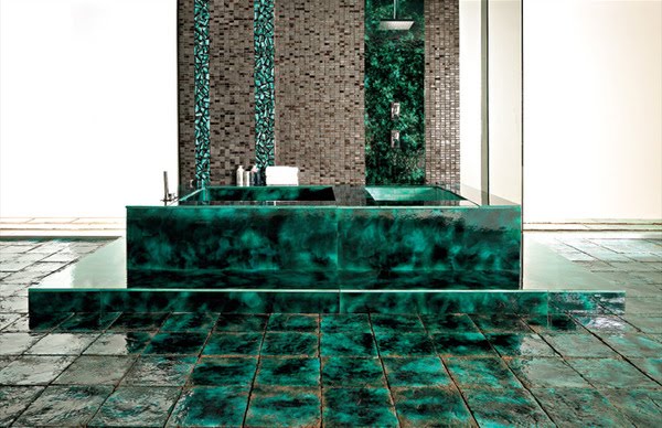 Aquatic Ceramic Bathroom Style from Franco Pecchioli