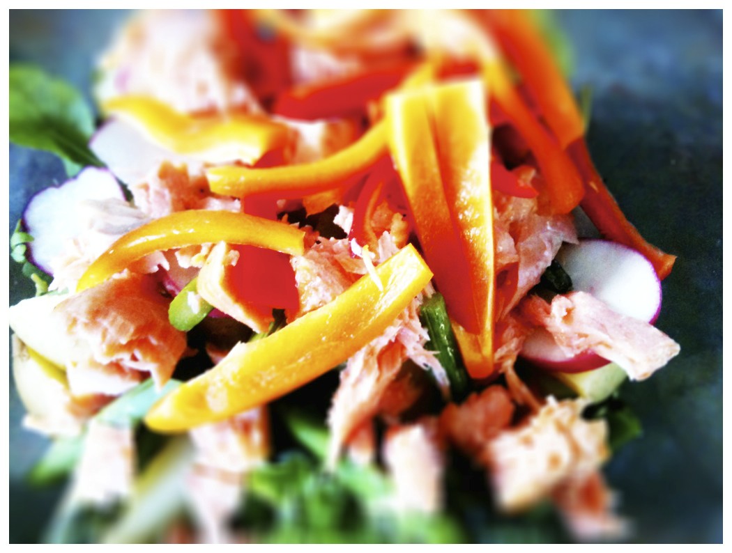 Toast Salmon and Asparagus Salad with a Agave Lime Vinaigrette