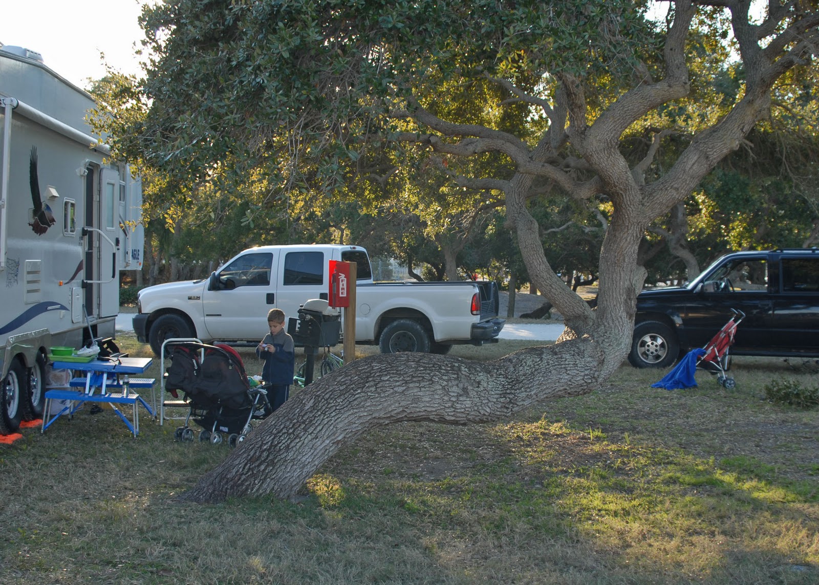 Waiting in the shade sitting on a brick Jetty Park, Cocoa Beach
