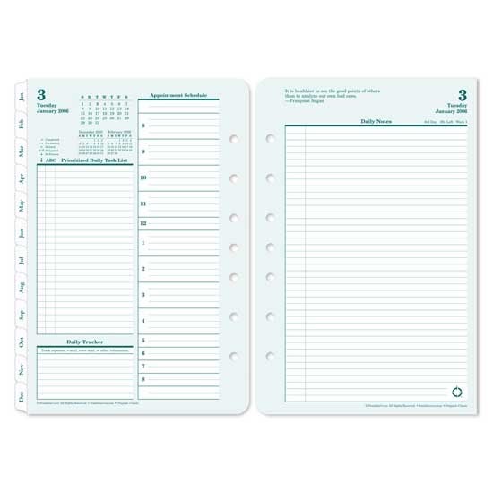 Franklin Covey 33978 Classic Original Ring Bound Daily Planner Refill Oct 2009 Sep 2010 Franklin Daily Planner Template