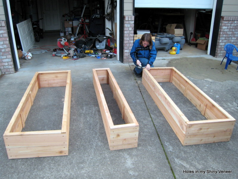 Holes in my Shiny Veneer Raised Garden Beds a la Knock Off Wood