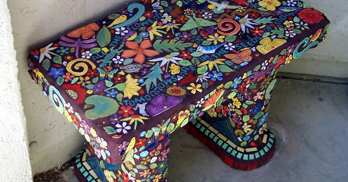 HANDMADE TILE STUDIO Bench covered with handmade tiles