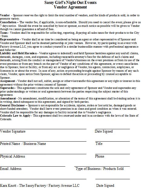 event vendor agreement