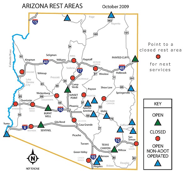 RV Arizona Most of Arizona's highway rest areas now closed