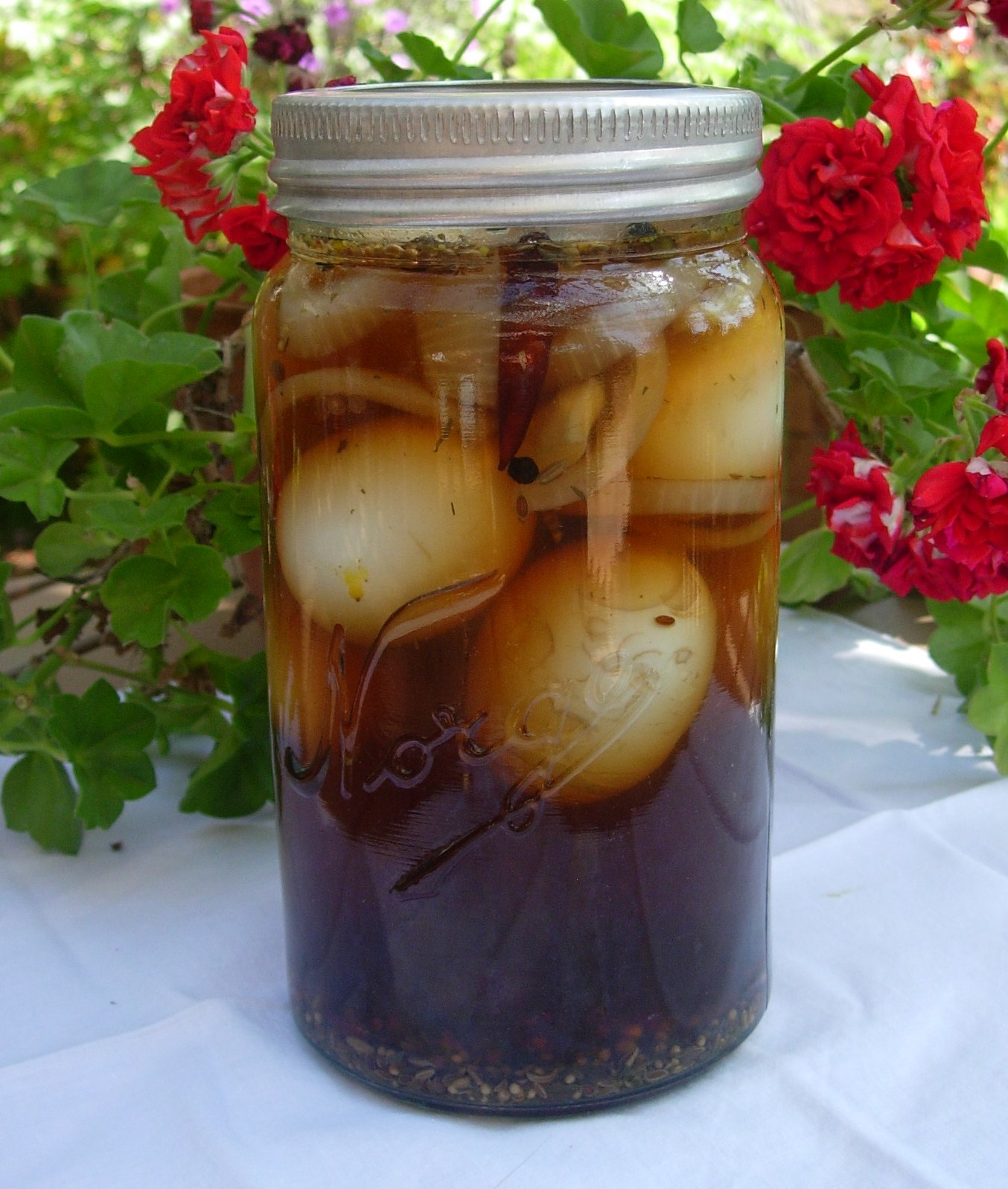 Thyme In A Bottle Pickled Egg Recipe in the Old Canning Jar