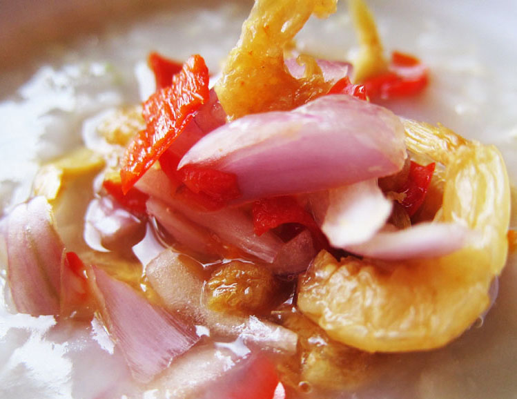 the indolent cook spicy dried shrimp relish + congee