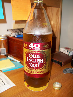 Yeah, that's a 40oz. bottle of Olde English 800. 
