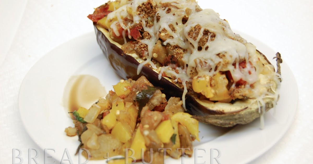 Bread + Butter Stuffed Eggplant