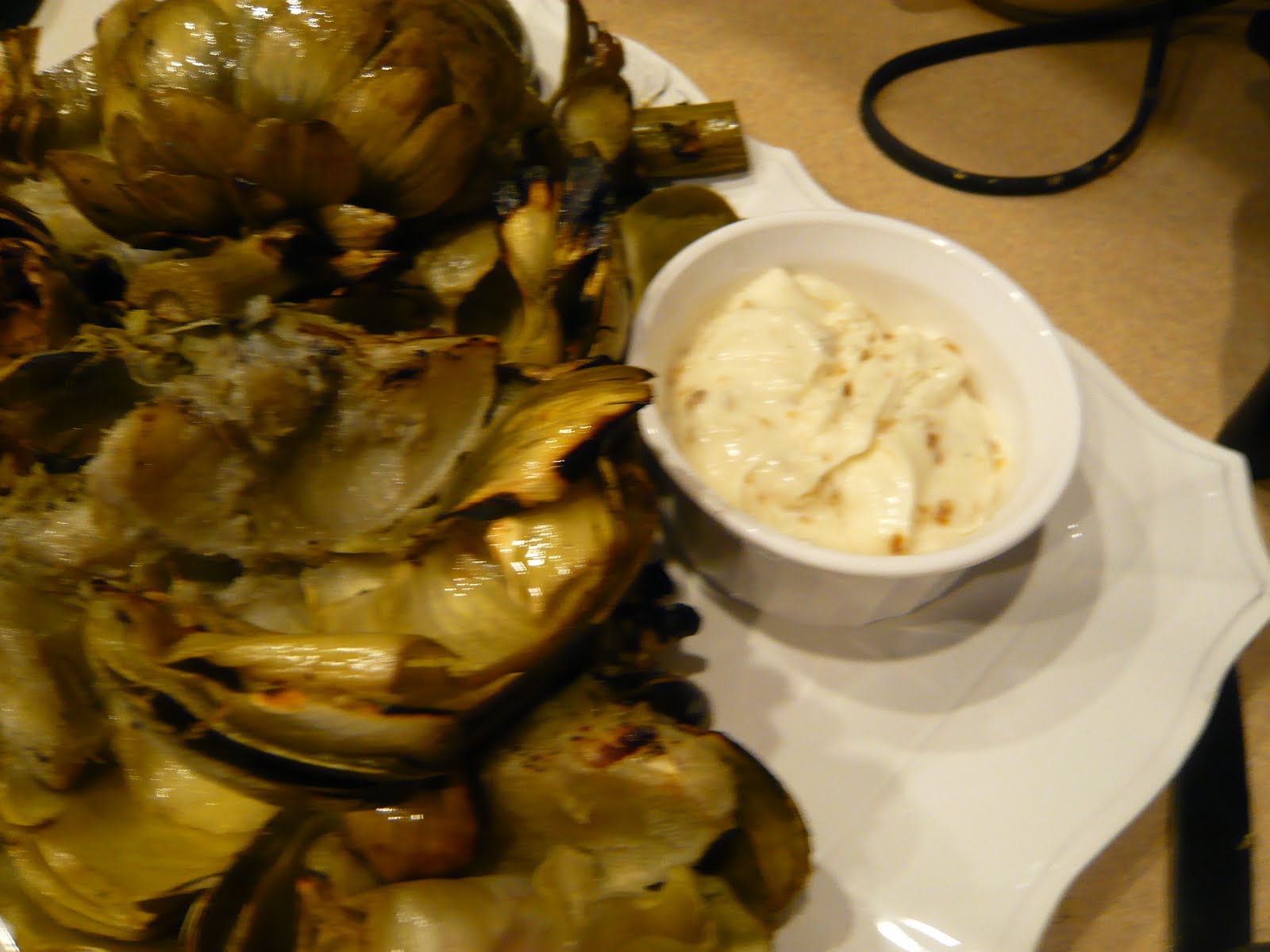 Cracked Up Kitchen Grilled Artichokes & Roasted Garlic Aioli