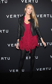 Blake Lively Leather Jacket. Blake Lively at Vertu Launch