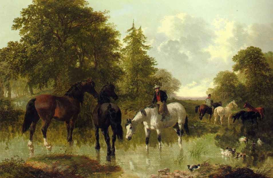 British Paintings John Frederick Herring Jnr, The Watering Place