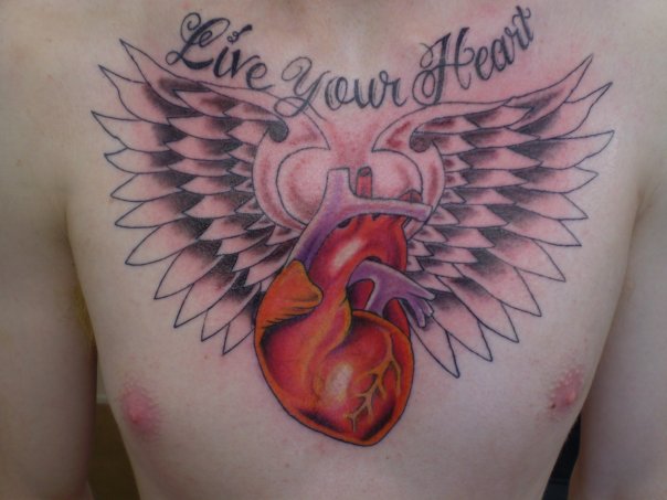 heart tattoos with angel wings. heart wings tattoo