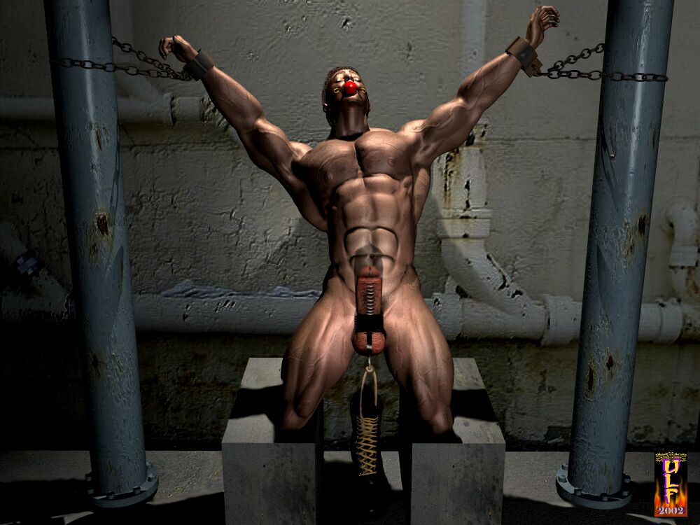 Muscular male gay sex bondage