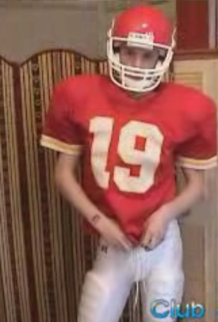 American football boy strip