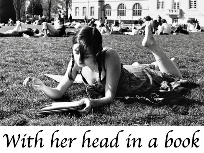 With her head in a book
