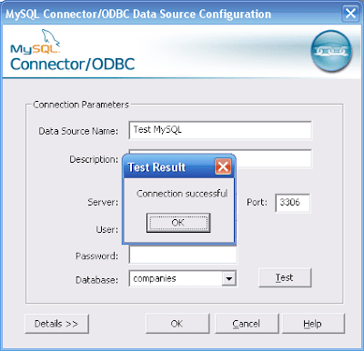 test config mysql odbc
