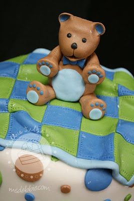 boy baby shower bear blanket cake