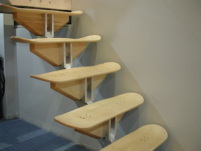 stairs at Roarockit Skateboard... made of skateboards !