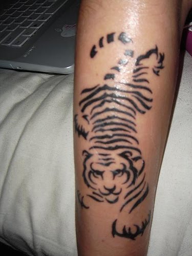 Cool Tiger Tribal Tattoo on Arm