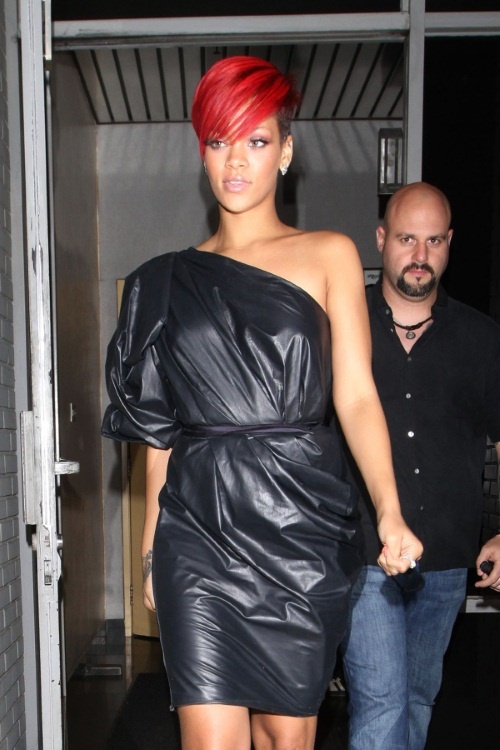 Funky Bright Red Undercut Hairstyle by Rihanna