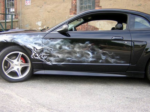 Automotive Art Design Airbrush on Mustang Car