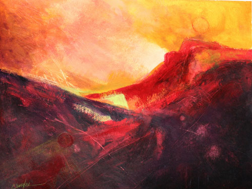 Daily Painters Abstract Gallery Sunset At Red Mountain Abstract