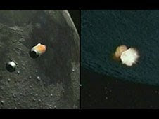 A computer visualization of LCROSS hitting the Moon on Oct. 9th. Credit A computer visualization of LCROSS hitting the Moon on Oct. 9th. Credit