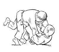 Dibuix de Yoko Tomoe Nage, una de les tècniques del Judo