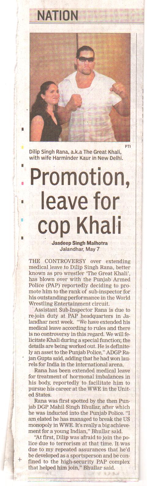 THE GREAT KHALI urf INSPECTOR DALIP SINGH RANA