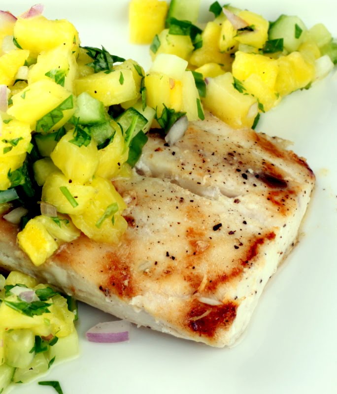 Sugar Cooking Grilled Mahi Mahi with Pineapple Cucumber Salsa