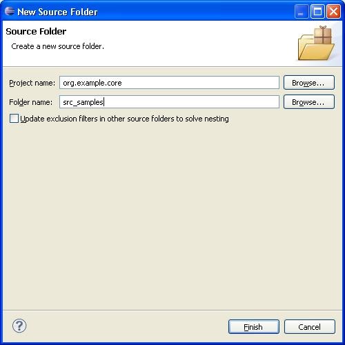 eclipse and me Source folders and src.includes