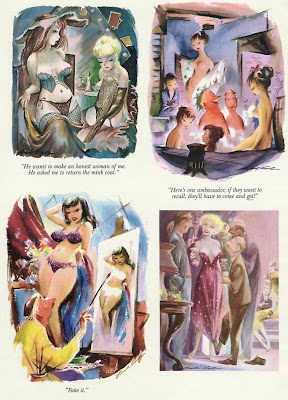 Sexy women in bra and panties are shown in rare vintage Playboy cartoons