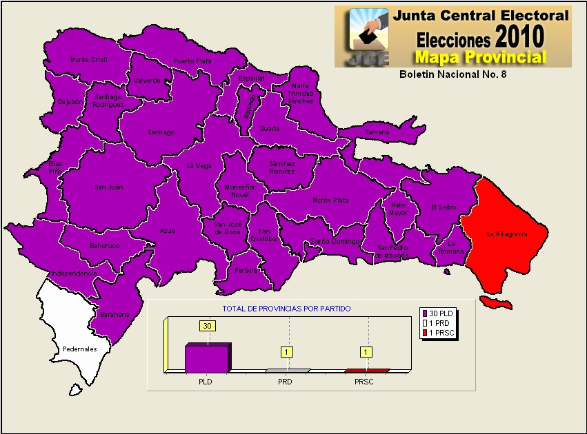 Así lucen los mapas electorales en el boletín número ocho de la JCEEl