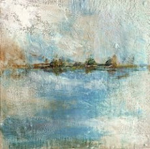 Charyl Weissbach, "Water Series, 5", 2008, encaustic and oil on Belgian linen on braced luan, 14x14