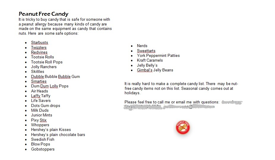 Gravity of Motion Peanut Free Snack and Treat List for School