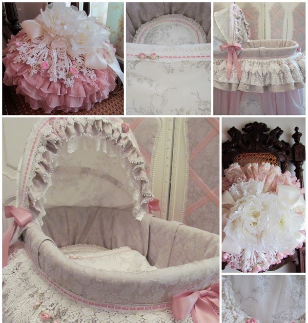 Angela Lace A very pink Moses basket.