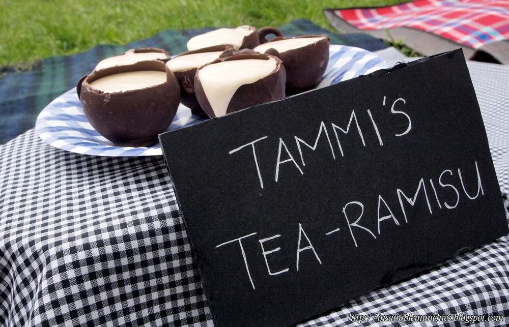 My tea-ramisu in chocolate teacups, made with french vanilla  tea