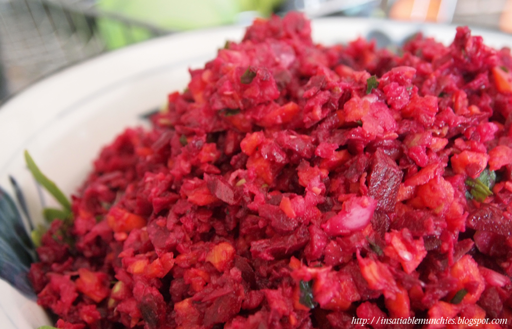 Chopped up beetroot and apple salad