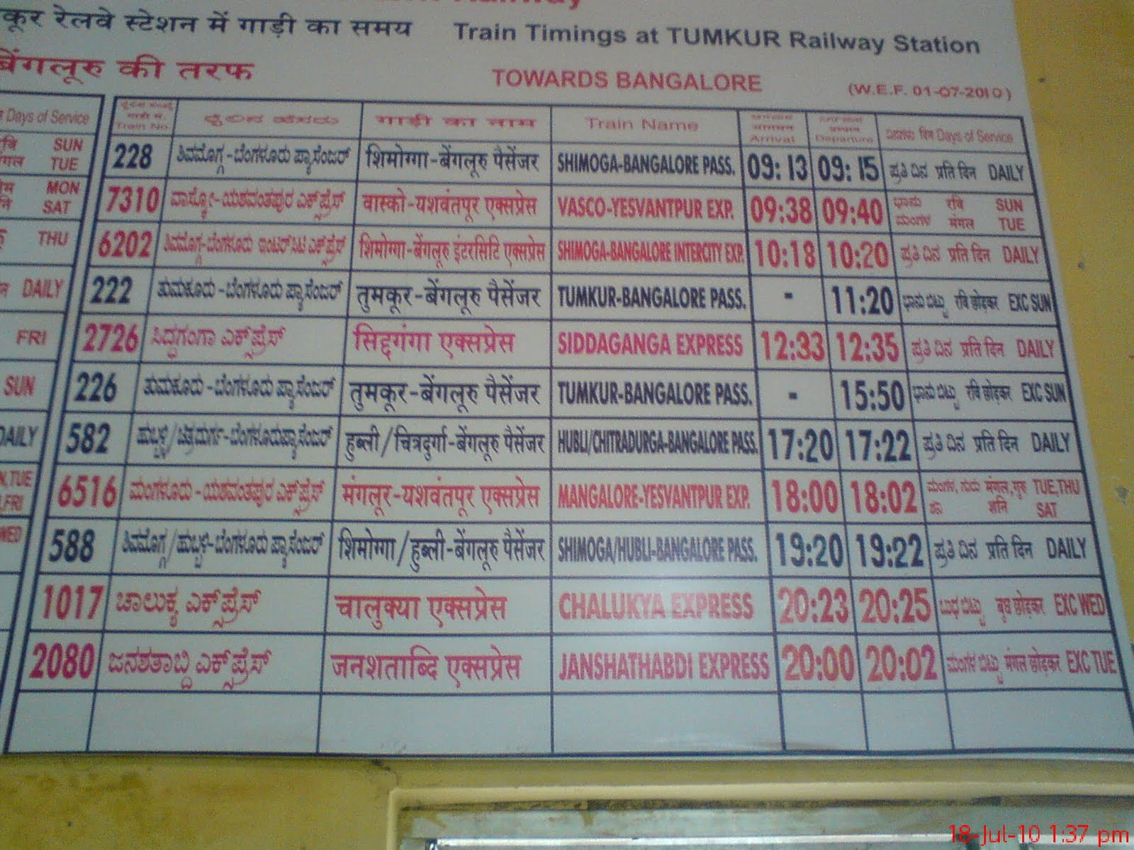 to Tumkur Mirror Tumkur Railway station, Tumkur