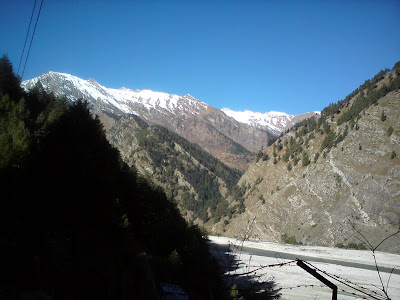 Snow clad Himalayan peaks just as we were approaching Harsil - Enroute to Gangotri