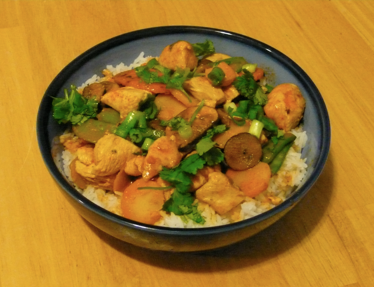 Sarah's Kitchen Adventures Chicken Stirfry in a Thai Red Curry Sauce