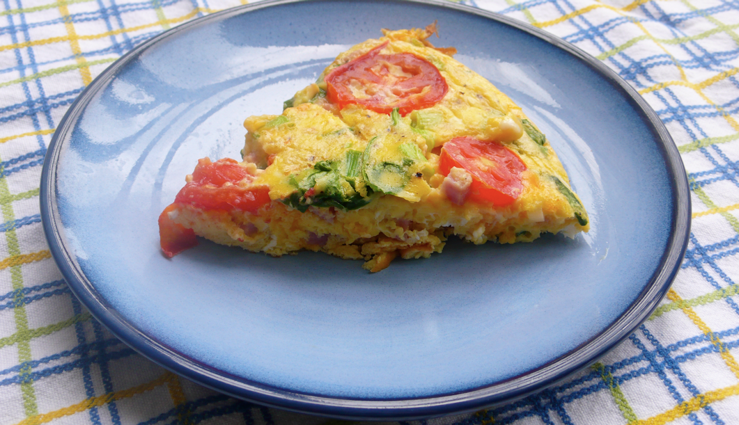 Sarah's Kitchen Adventures Ham, Tomato, and Spinach Frittata