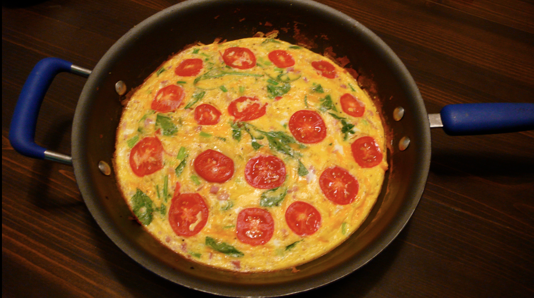 Sarah's Kitchen Adventures Ham, Tomato, and Spinach Frittata