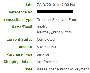 Prova de Pagamento BuxifY