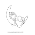 DESENHO DE MENINO DORMINDO NA LUA , TRAÇO INFANTIL PARA COLORIR