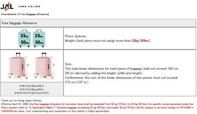 japan airlines baggage weight