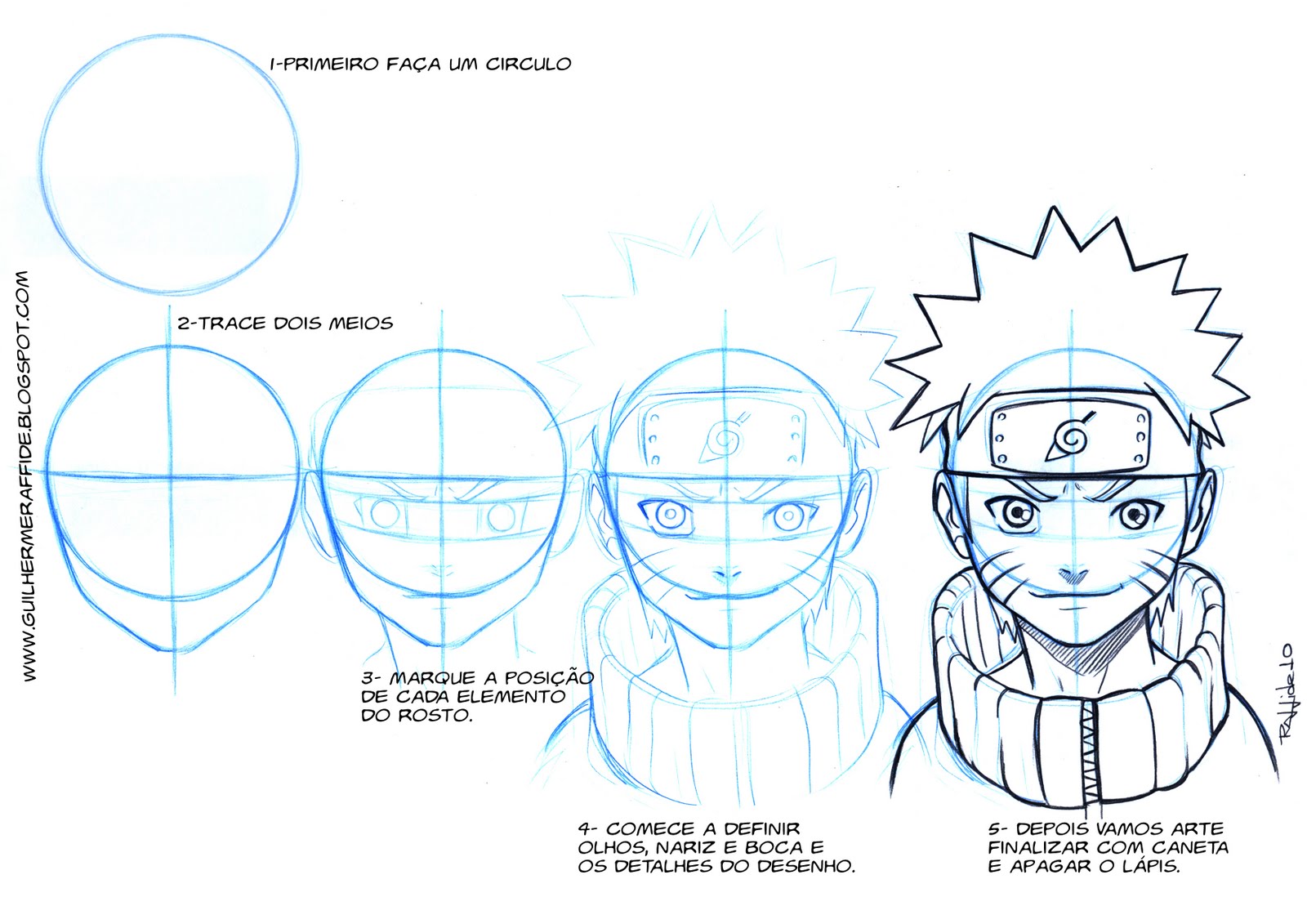 Naruto anime desenhando com lápis