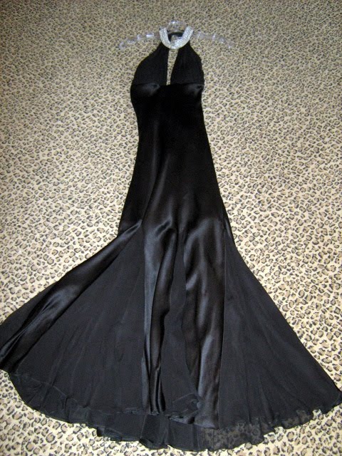 Nightlife silk backless with rhinestone collar  size 6  $89.99