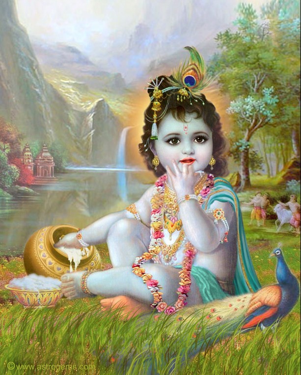 Beautiful Flowers Lord baby Krishna