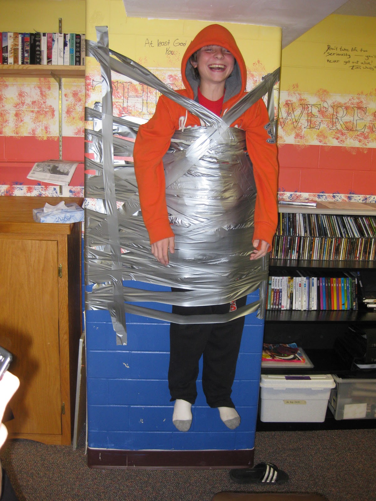 FUMC Youth ) "Duct tape your friend to the Wall" )